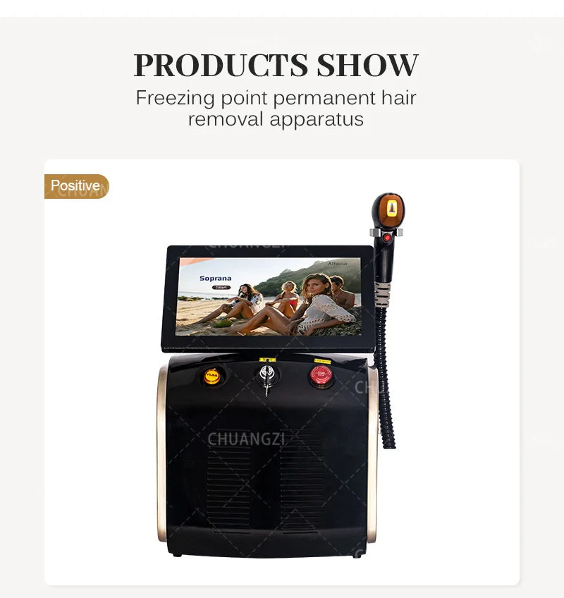 808nm Diode Laser Hair Removal Device 3000W Skin Rejuvenation Ice Alexandrit Permanent Cooling Head Painless Epilator Machine