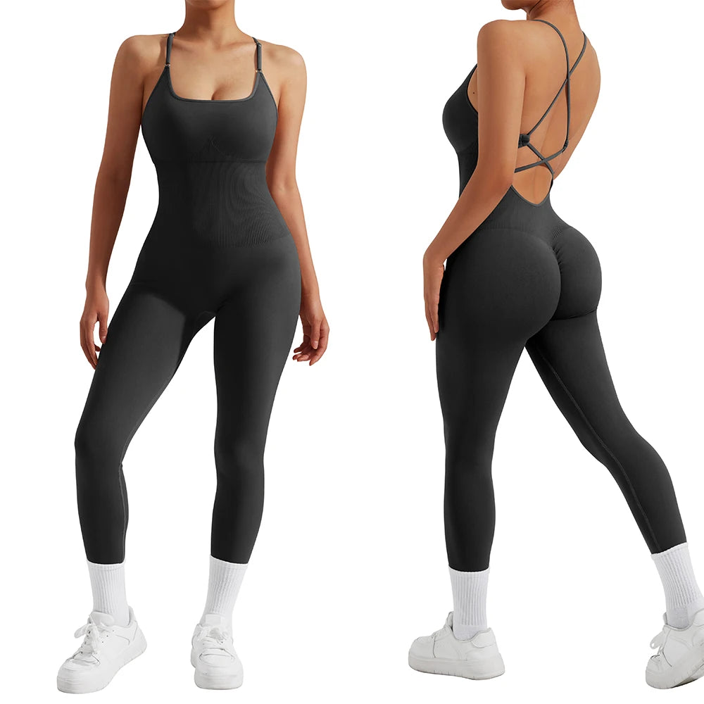 Women Bodysuit Jumpsuit All Season Romper Overalls Sportswear Fashion Streetwear Overalls One Piece Fitness Sports Bodysuits