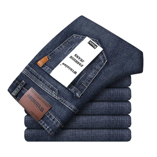 2024 New Spring Autumn Men Classic Jeans Business Fashion Straight