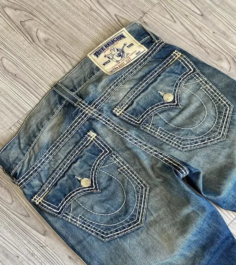 Y2K American Trendy Jeans Retro Gothic Graphic Embroidery Loose men s Jeans Harajuku Hip Hop Street Wide Leg Jeans Pants