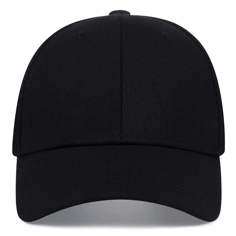 Unisex Simple Black Baseball Cap Solid Color Golf Hat Cotton Snapback
