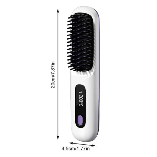 Cordless Hair Straightener Brush LCD Display Cordless Electric Hot