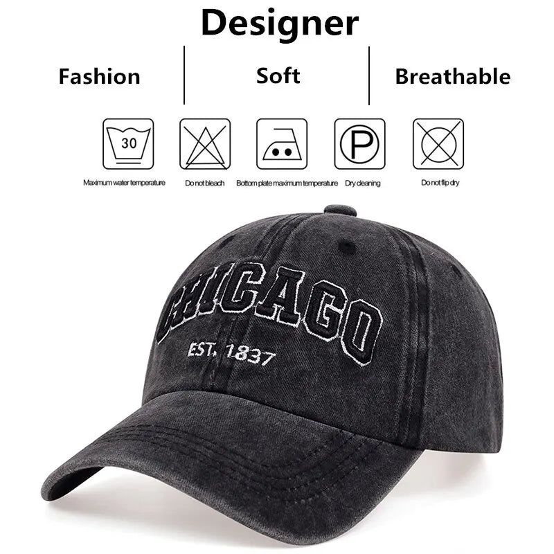 New Letter CHICAGO Baseball Cap Men Women Spring Summer Cotton Unisex