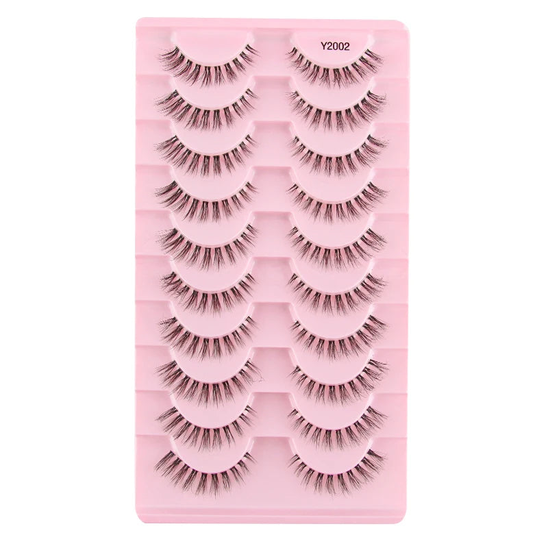 10 Pairs Faux Mink Eyelashes Handmade Natural False Eyelashes Soft Cross Messy Eye 3D Curly Eyelashes Extension Makeup Tools