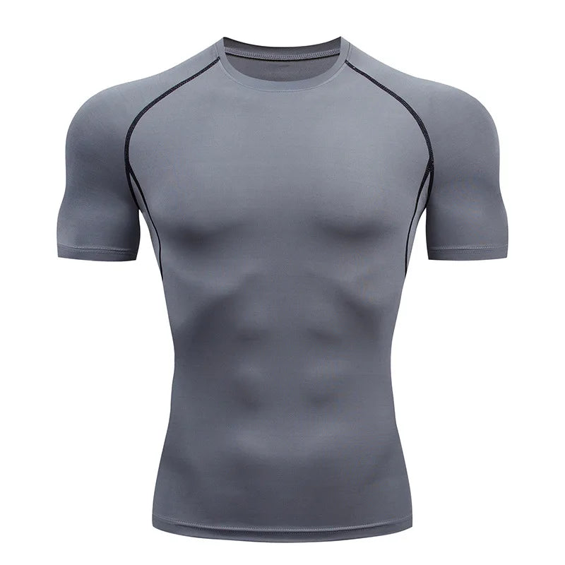Men's Compression T-shirt Breathable Football Suit Fitness Tight Sportswear Riding Quick Dry Running Short Sleeve Shirt Sports