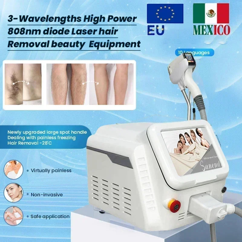 Portable Diode Laser Hair Removal Machine Professional depiladora Epilator For women Equipment Titanium 4 wavelength Laser