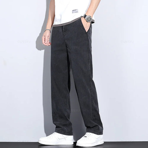 Brand Clothing Summer New Soft Lyocell Fabric Jeans Men Blue Elastic