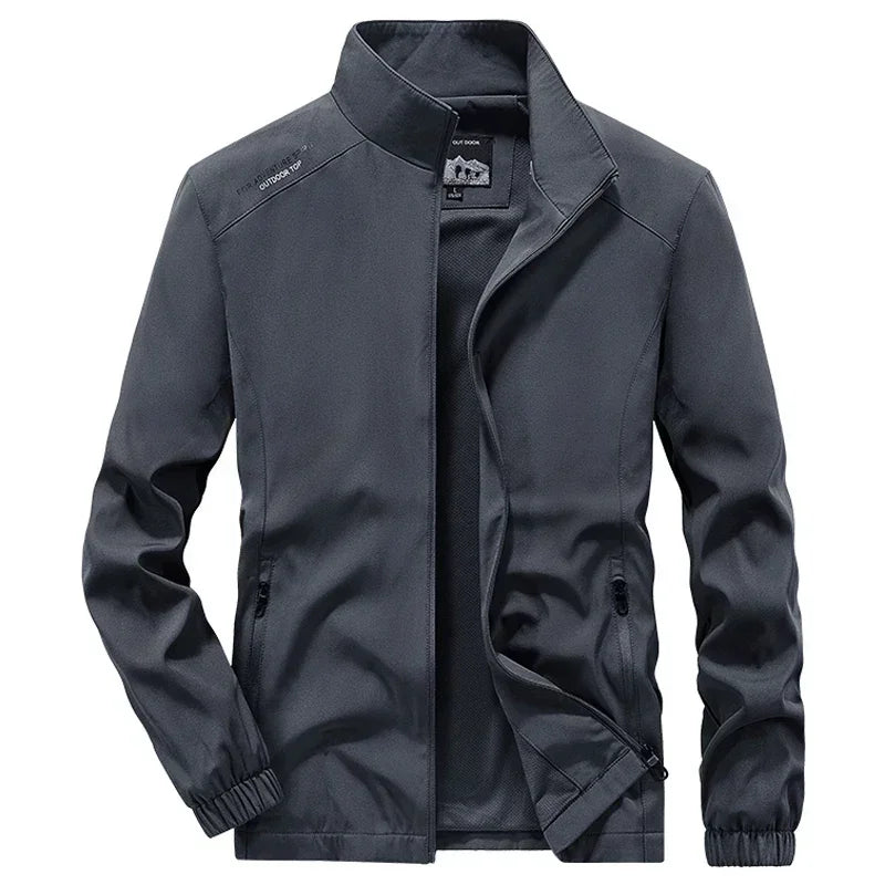 Men's Spring Autumn Lightweight Varsity Jacket Windbreaker Bomber Jacket Windproof Gym Sport Hiking Fishing Camping Coat Outwear
