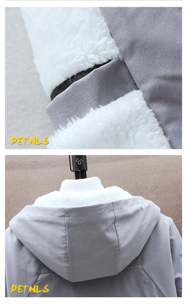 2024 Men's Add Velvet Classic Fashion Trend Long Windbreaker Autumn Men Casual Loose Large Size High-quality Hooded Coat
