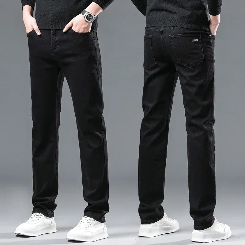Wthinlee Men Brushed Fashion Winter Jeans Men Slim Fit Stretch Thick
