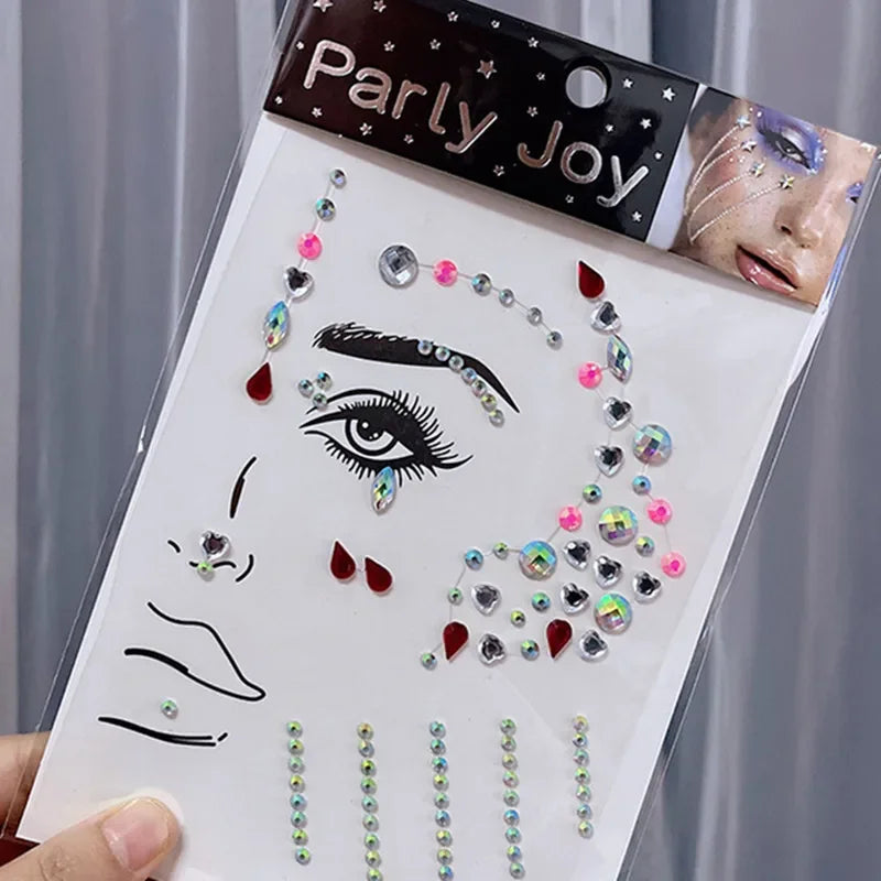 Glitter Face Jewelry Sticker Face Jewels Diamond Makeup Art Eyeliner Temporary Tattoo Party Bady Makeup Tools Eye Rhinestones