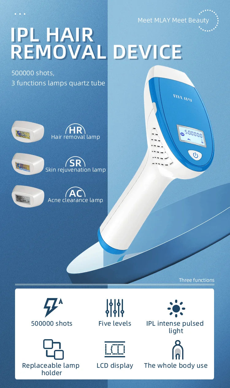 MLAY M3 Laser Hair Removal Device Malay IPL Epilator a laser Electric Epilator 500000 Flashes Home Use Device M3 Laser For Women