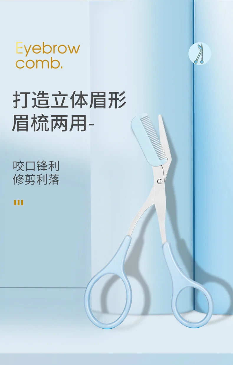 Safe Eyebrow Trimmer Makeup Products Stainless Steel Eyebrow Scissors with Comb Hair Removal Shaver Eyebrow Shaping Makeup Tools