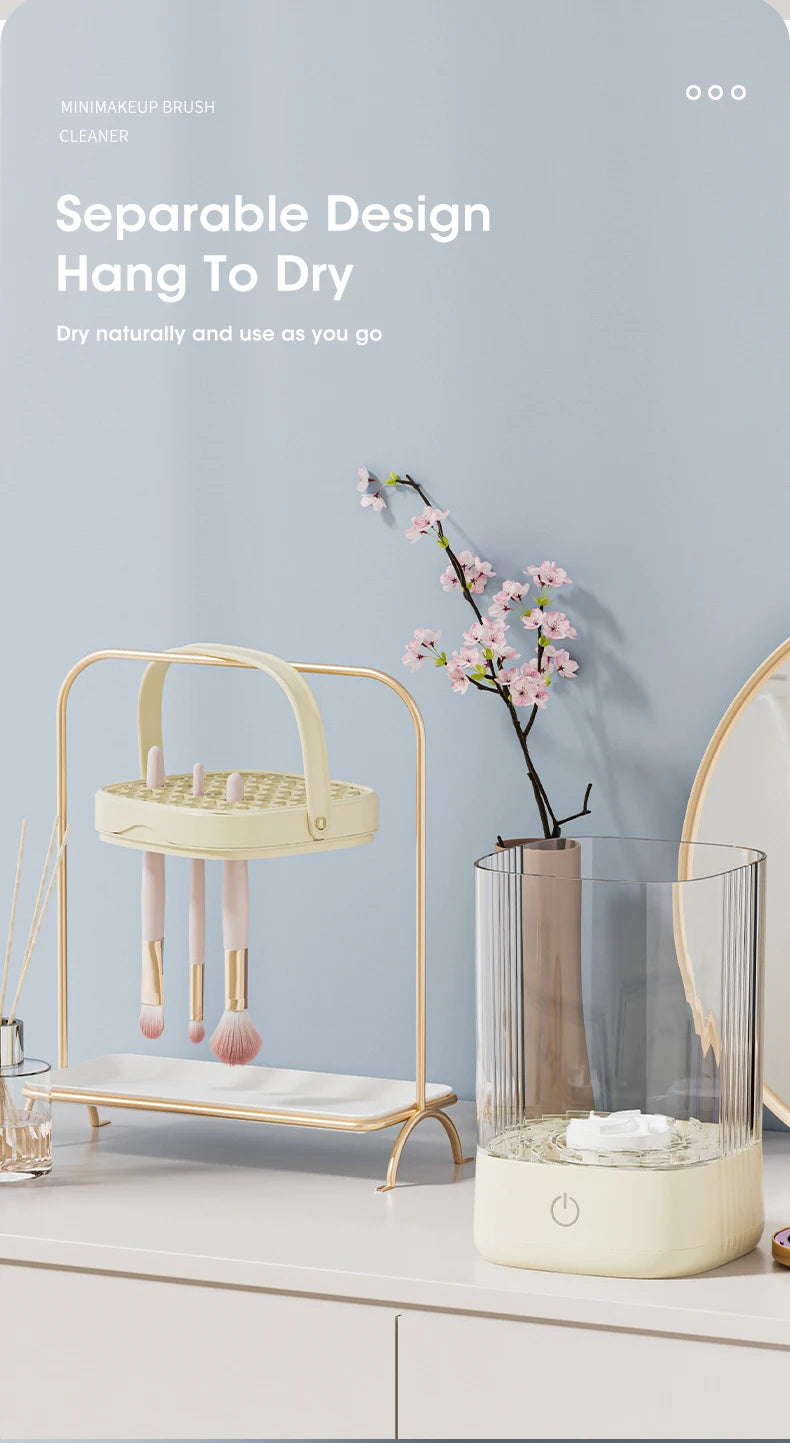 Electric Makeup Brush Cleaner Makeup Brushes Drying Rack UV Sterilization Quick Drying Brush Washers Automatic Wash Makeup Tools
