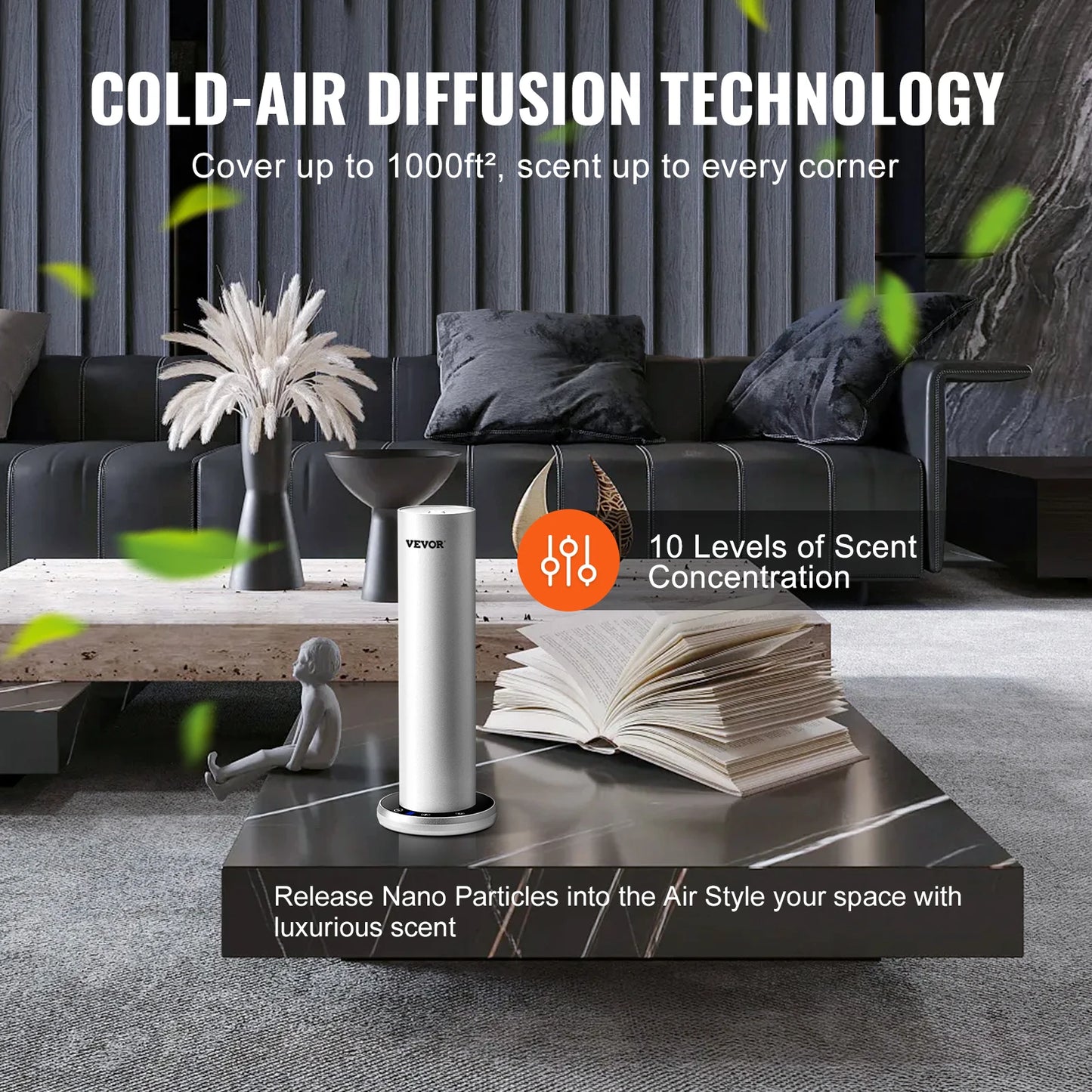 VEVOR Scent Air Machine Bluetooth Smart Cold Air Diffuser Waterless Essential Oil Scent Air Diffuser Floor Aromatherapy Machine