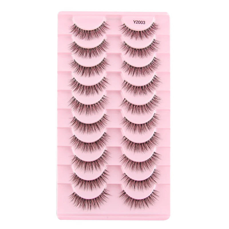 10 Pairs Faux Mink Eyelashes Handmade Natural False Eyelashes Soft Cross Messy Eye 3D Curly Eyelashes Extension Makeup Tools