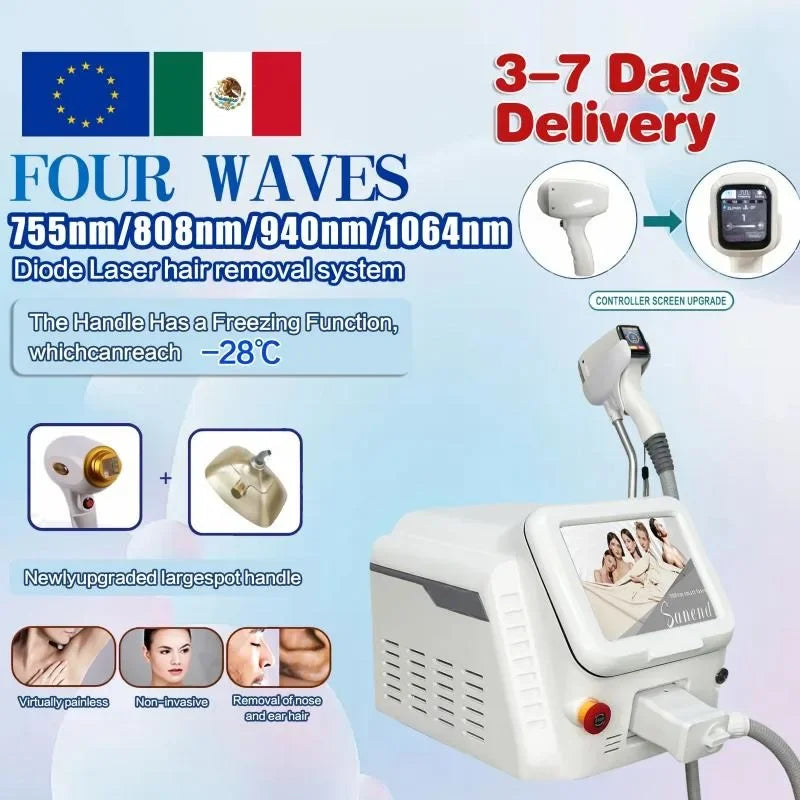 Portable Diode Laser Hair Removal Machine Professional depiladora Epilator For women Equipment Titanium 4 wavelength Laser