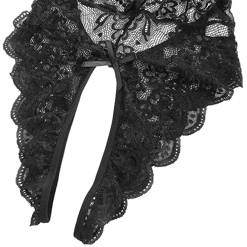 2024 Sexy Lingerie Woman Lace Transparent Underwear V Open Lace Brief bodysuit Delicate Bra Kit Push Up Breves Sets Erotic Bra