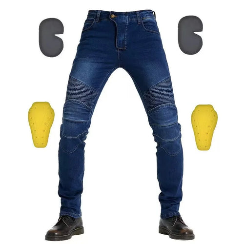Men Jeans Embroidery Motorcycle Pants Pantalon Motocross Belt