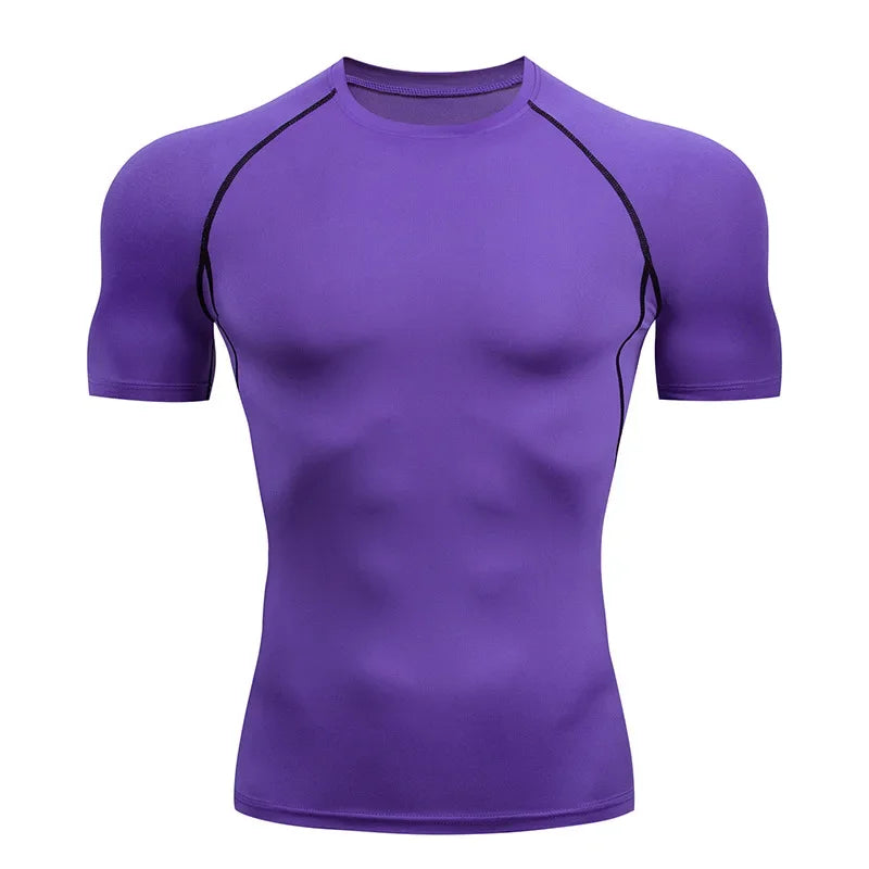 Men's Compression T-shirt Breathable Football Suit Fitness Tight Sportswear Riding Quick Dry Running Short Sleeve Shirt Sports