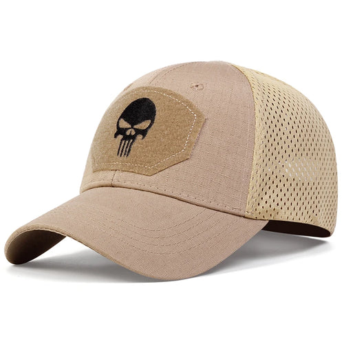 Unisex Skull Embroidered Top with Patch Breathable Baseball Caps