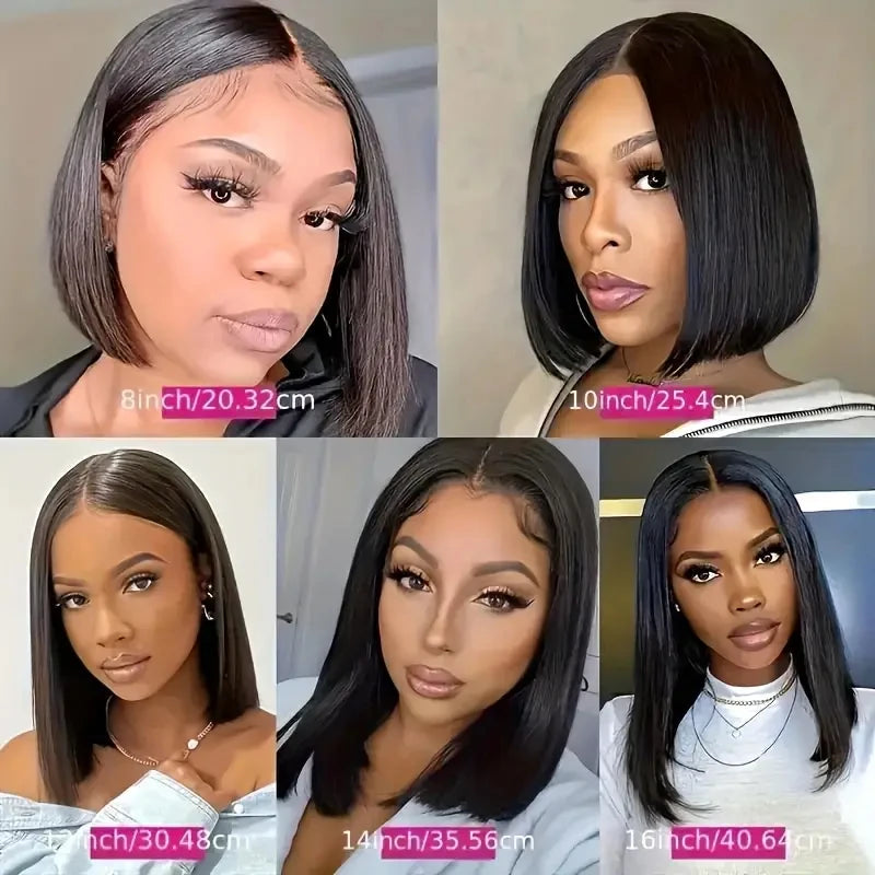 Bob Wigs Black Short Straight 180% Density Bob Wig 4x4 Lace Wig 100% Remy Human Hair For Women Human Hair
