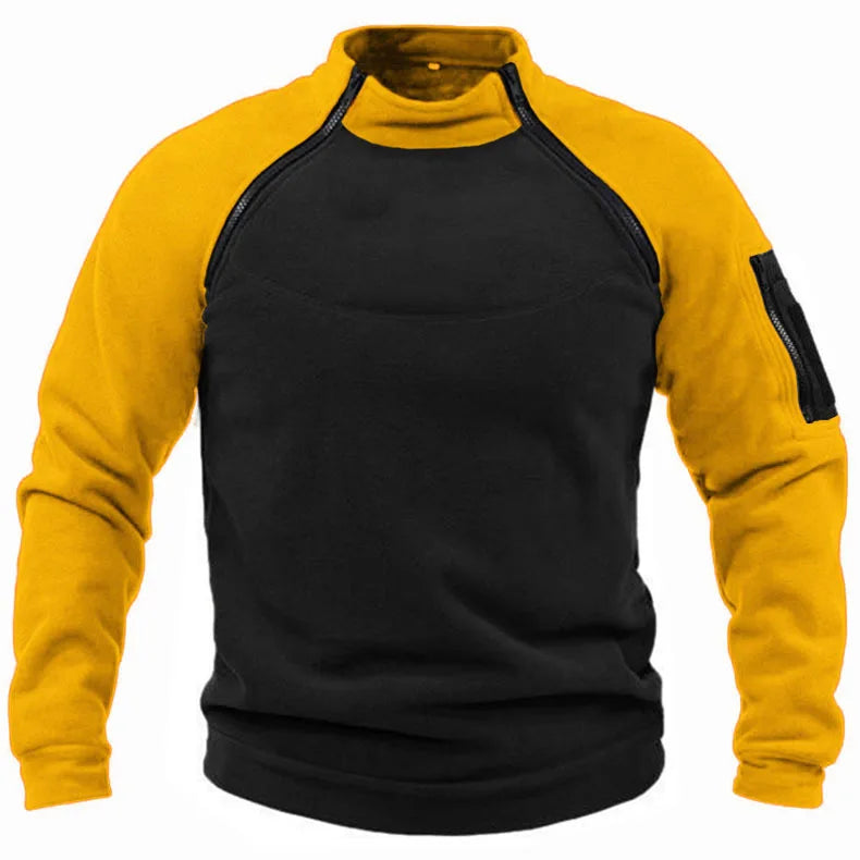 New tactical sportswear outdoor autumn and winter men's standing collar pullover tactile wool jacket solid color clothes warm z