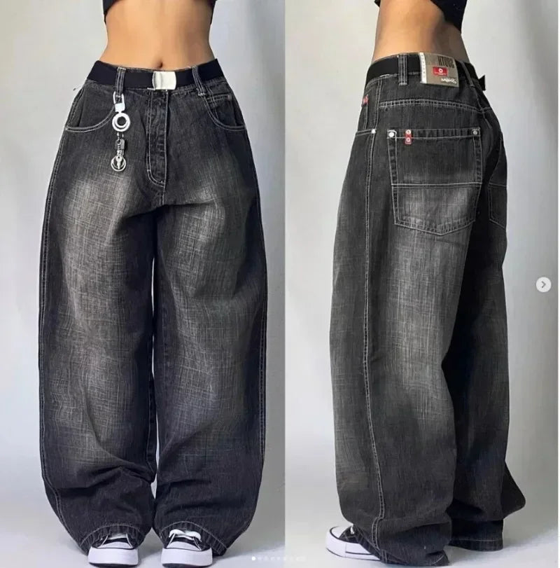 Y2K American Trendy Jeans Retro Gothic Graphic Embroidery Loose men s Jeans Harajuku Hip Hop Street Wide Leg Jeans Pants