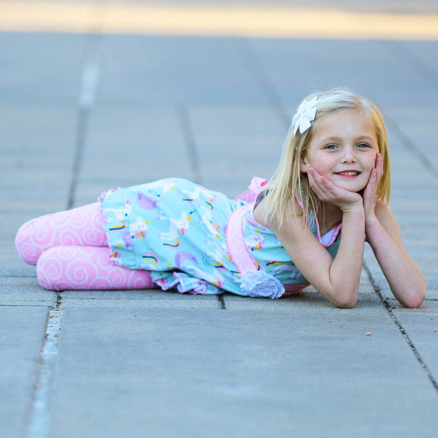AnnLoren Girls Unicorns Rainbow Dress & Pink Swirl Leggings Outfit
