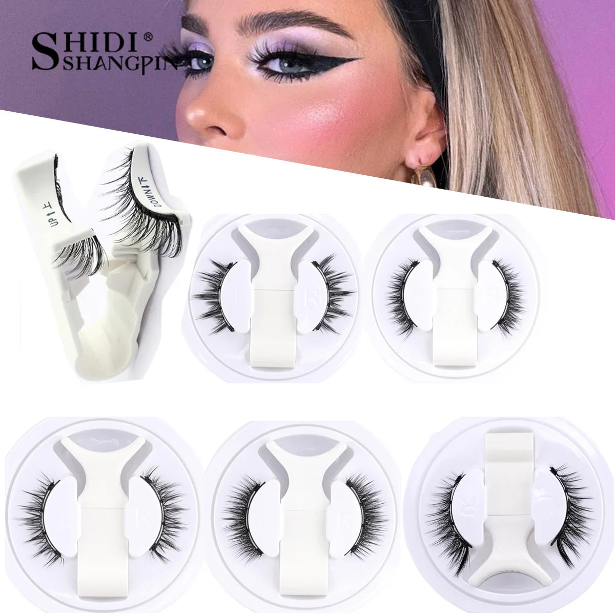 1 Pair Magnetic False Eyelashes Handmade 3D Natural False Eyelashes Reusable Magnetic Eyelashes Tweezers Set Makeup Tools
