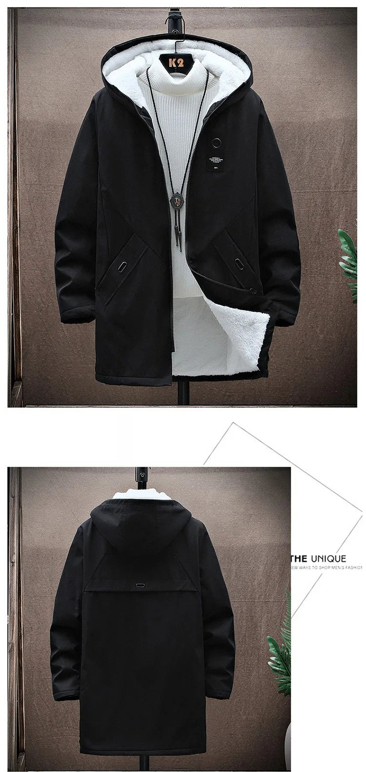 2024 Men's Add Velvet Classic Fashion Trend Long Windbreaker Autumn Men Casual Loose Large Size High-quality Hooded Coat