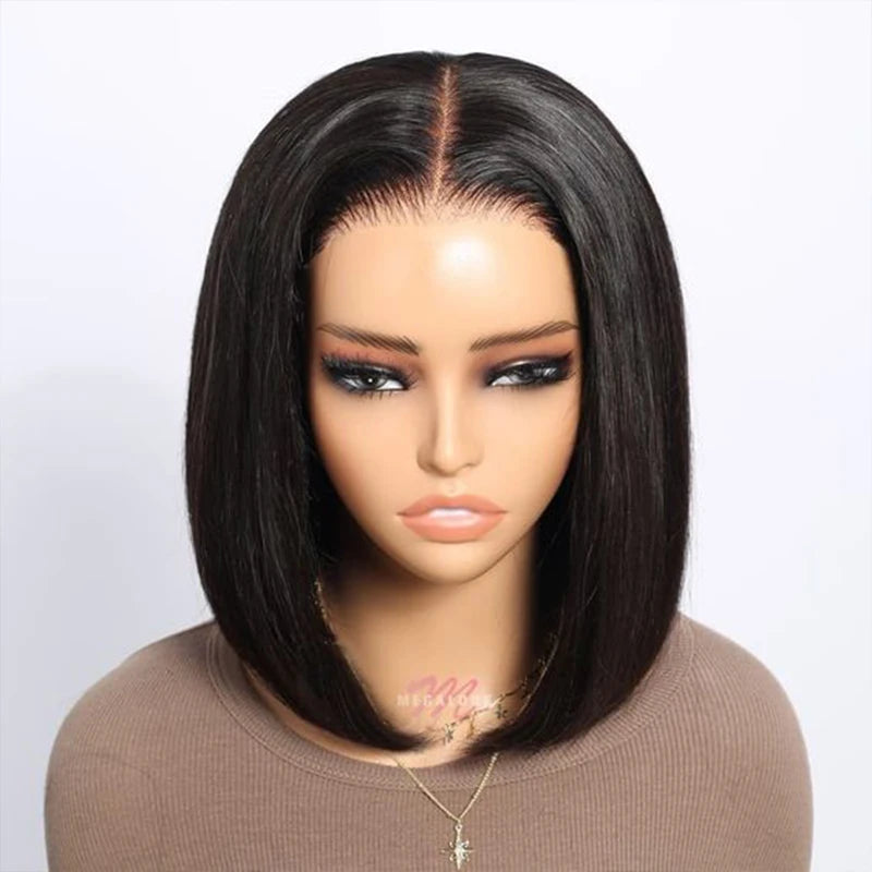 Bob Wigs Black Short Straight 180% Density Bob Wig 4x4 Lace Wig 100% Remy Human Hair For Women Human Hair