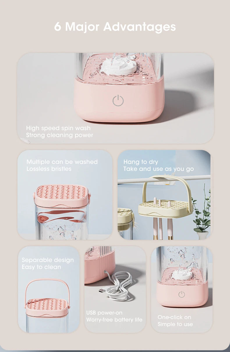 Electric Makeup Brush Cleaner Makeup Brushes Drying Rack UV Sterilization Quick Drying Brush Washers Automatic Wash Makeup Tools