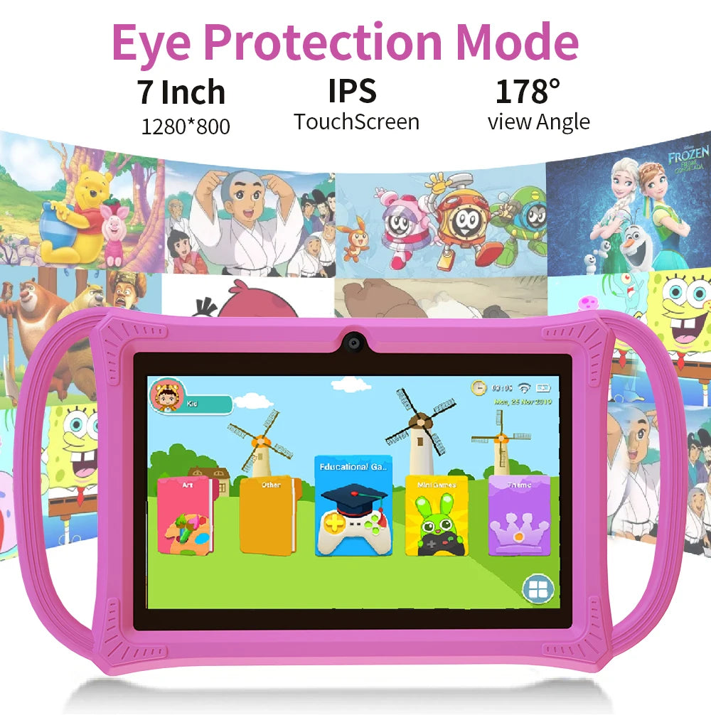 7.0 Inch Tablet PC Quad Core 4GB RAM 64GB ROM Children's best Gifts Android 12 Kids Game Educational Learning Tablets