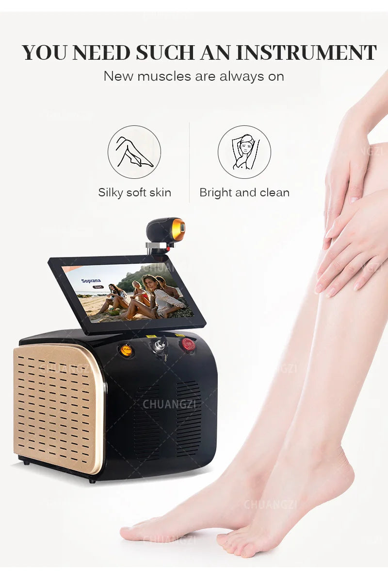 808nm Diode Laser Hair Removal Device 3000W Skin Rejuvenation Ice Alexandrit Permanent Cooling Head Painless Epilator Machine