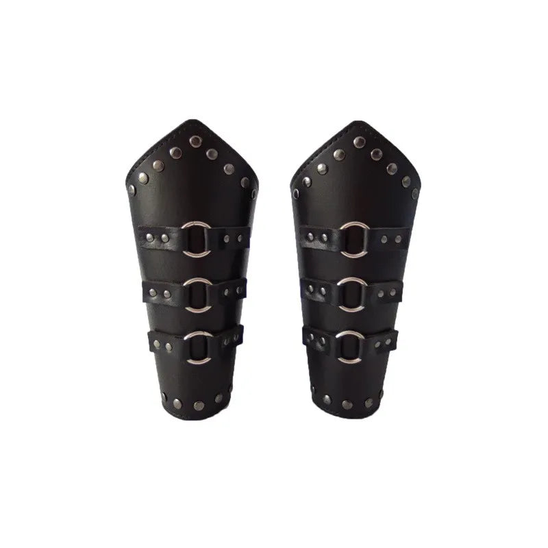 Punk Hip Hop 1Pc Cosplay Leather Armor Arm Cosplay Bracer Pirate Knight Gauntlet Wristband Bracer Accessories New Men's Bracelet