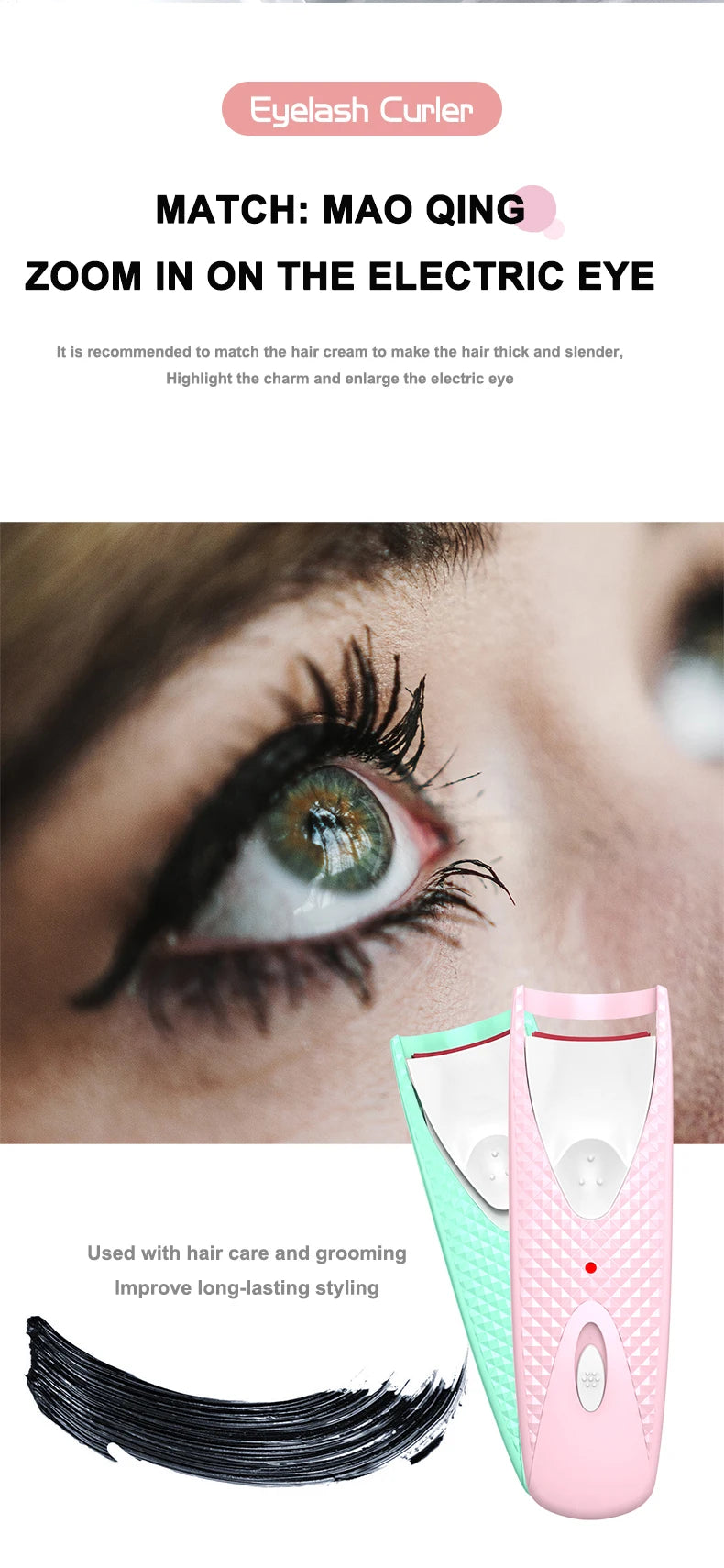 Portable Electric Heated Eyelash Modeler, Heated Eye Lash, Durable, Curls, Thermal Curler, Makeup Tools