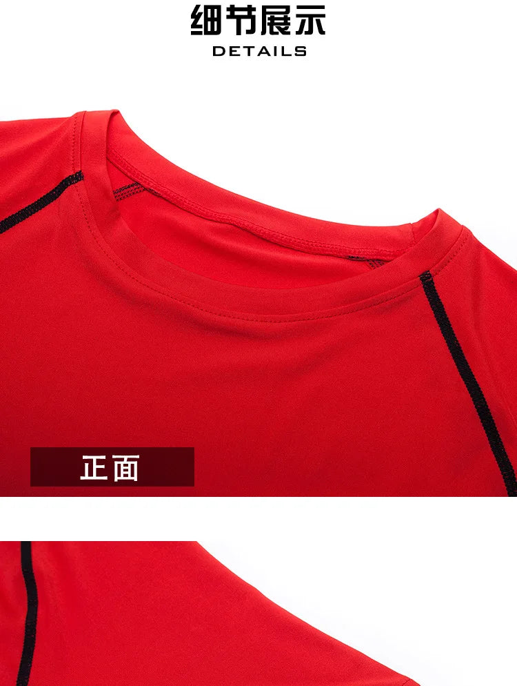 Men's Compression T-shirt Breathable Football Suit Fitness Tight Sportswear Riding Quick Dry Running Short Sleeve Shirt Sports