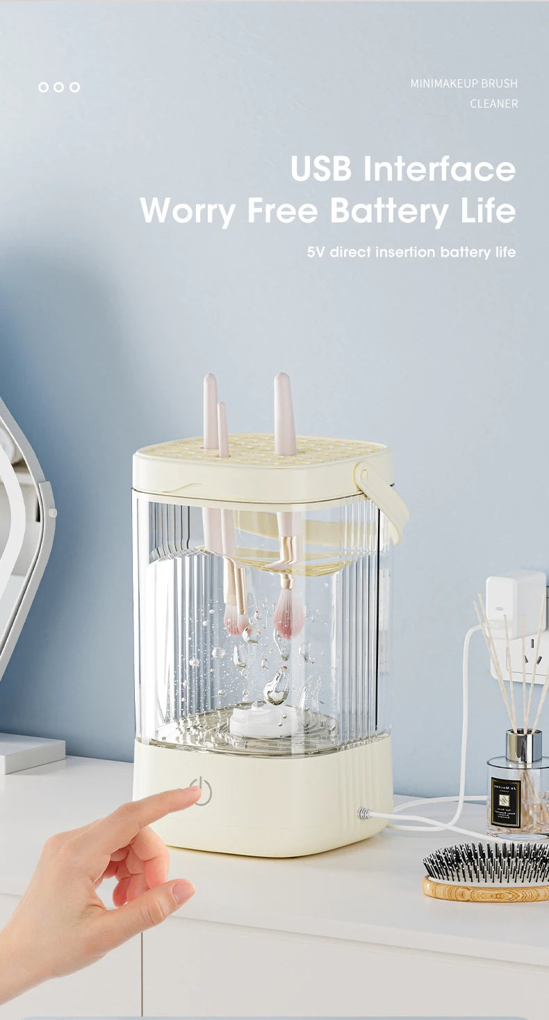 Electric Makeup Brush Cleaner Makeup Brushes Drying Rack UV Sterilization Quick Drying Brush Washers Automatic Wash Makeup Tools
