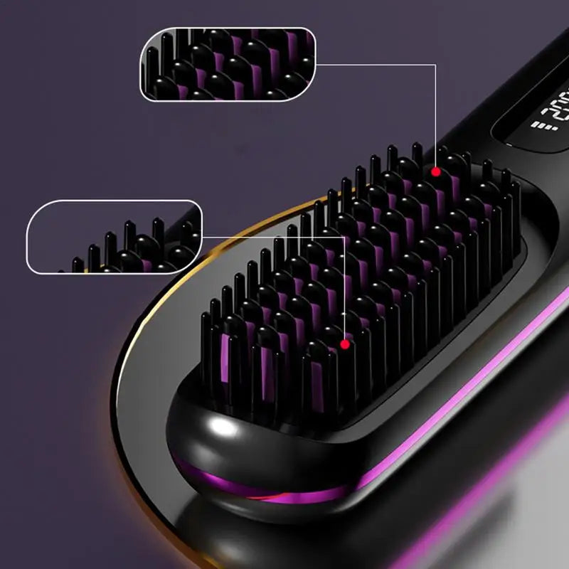 Cordless Hair Straightener Brush LCD Display Cordless Electric Hot
