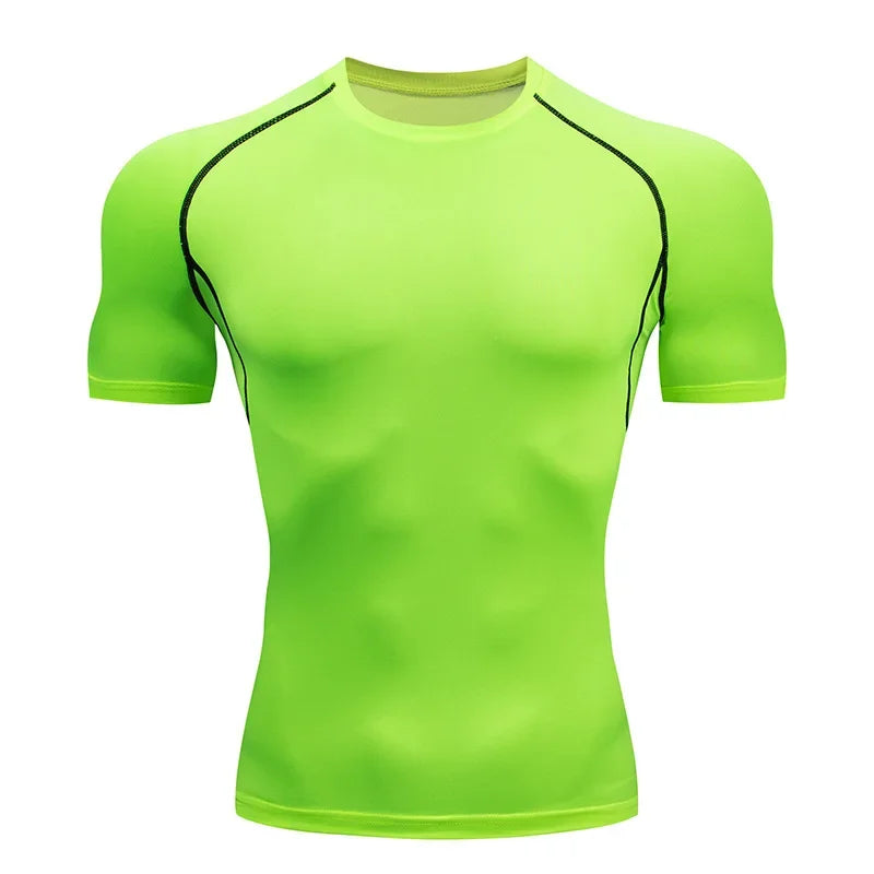 Men's Compression T-shirt Breathable Football Suit Fitness Tight Sportswear Riding Quick Dry Running Short Sleeve Shirt Sports