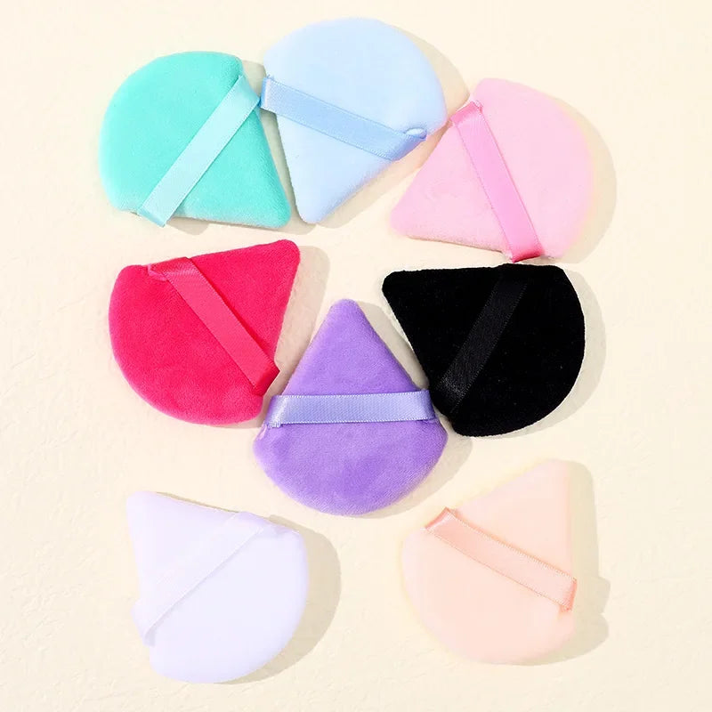 Triangle Velvet Powder Cosmetic Puff Colored Soft Smooth Dry Use Makeup Sponge Puff for Women Beauty Washable Face Makeup Tools