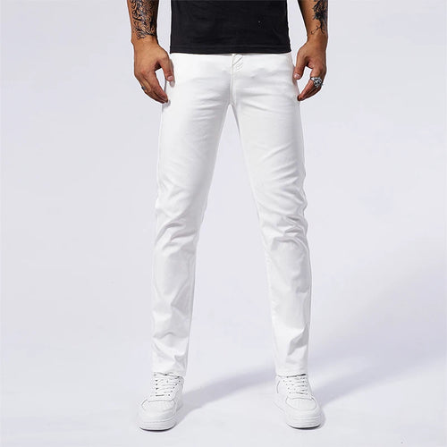 Seven-Color Stretch Jean Men's Trendy Wild Simple 97% Cotton High-End