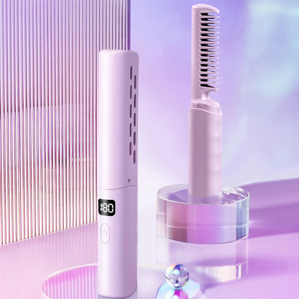 Straightener Comb Anti-Scald Cordless Hair Straightener Brush 70Mins
