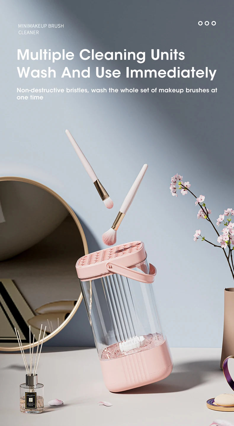 Electric Makeup Brush Cleaner Makeup Brushes Drying Rack UV Sterilization Quick Drying Brush Washers Automatic Wash Makeup Tools