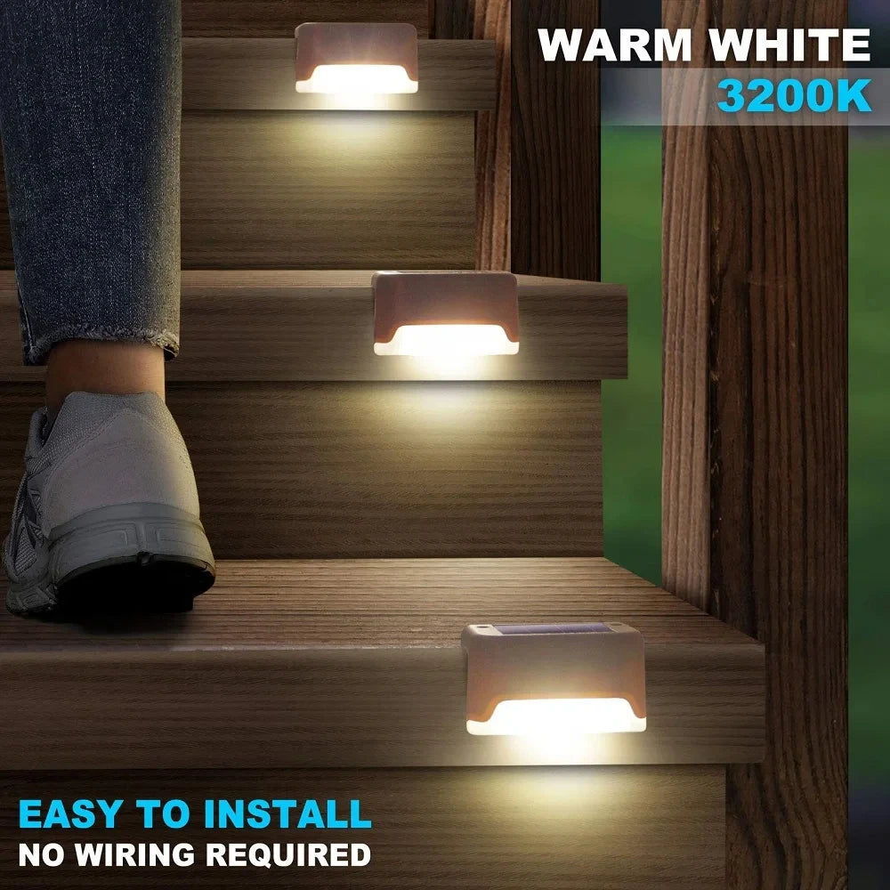 Solar Deck Lights 6 PacK Outdoor Step Lights Waterproof Led Solar Lamp