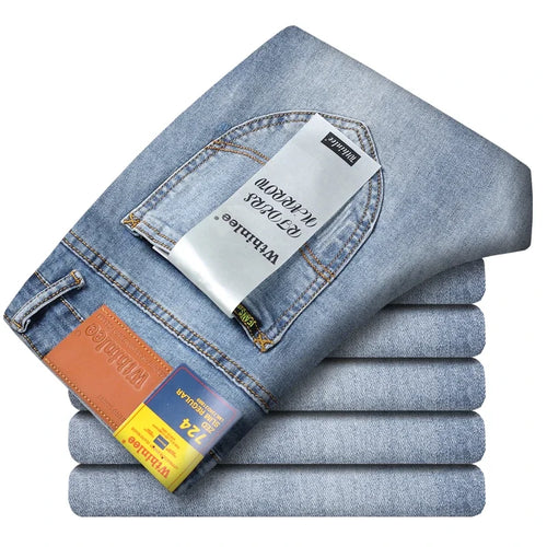 2024 New Spring Autumn Men Classic Jeans Business Fashion Straight