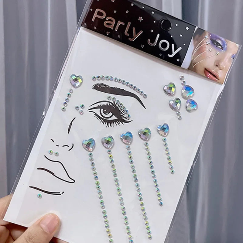 Glitter Face Jewelry Sticker Face Jewels Diamond Makeup Art Eyeliner Temporary Tattoo Party Bady Makeup Tools Eye Rhinestones