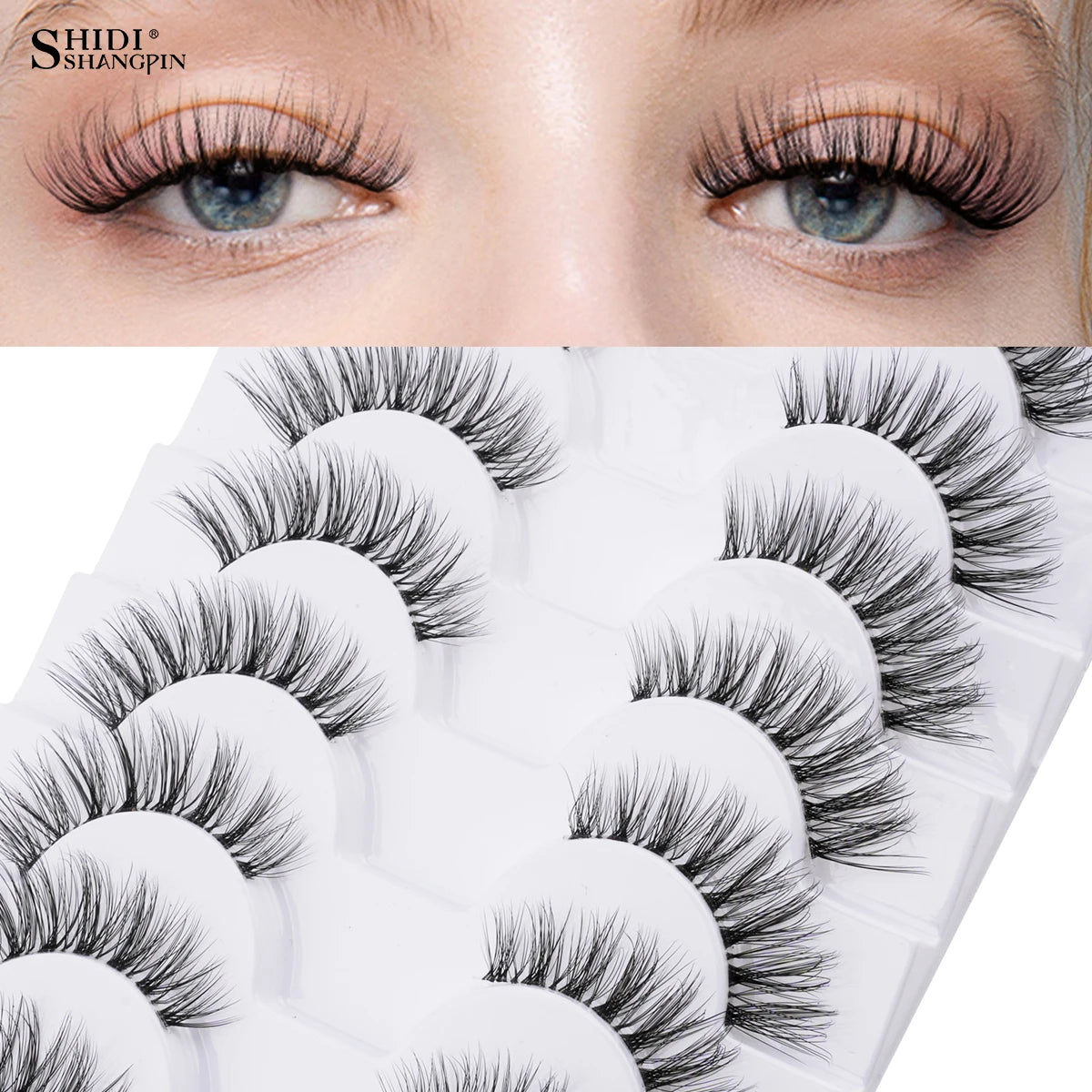 10 Pairs Faux Mink Eyelashes Handmade Natural False Eyelashes Soft Cross Messy Eye 3D Curly Eyelashes Extension Makeup Tools