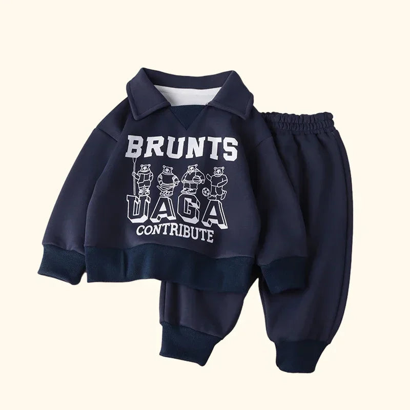 Children Clothes Sets Autumn Winter Polo Sweatshirt+Pants Sport Suits